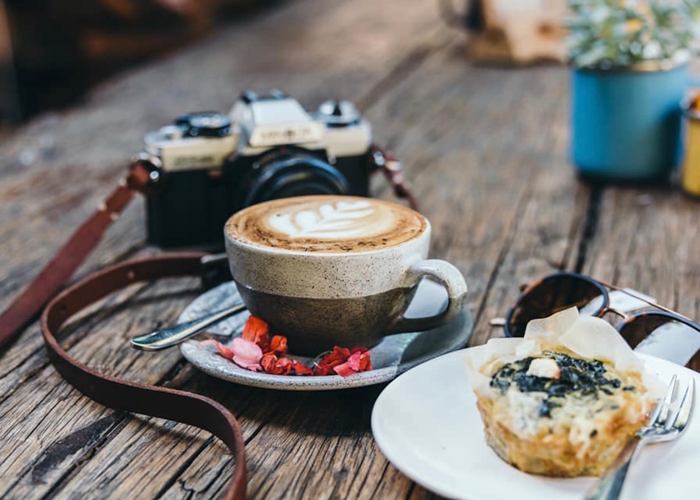 Cappuccino and baked pastry served at Drifter Surf Shop & Cafe in Uluwatu - one of the best coffee shops in Bali Indonesia