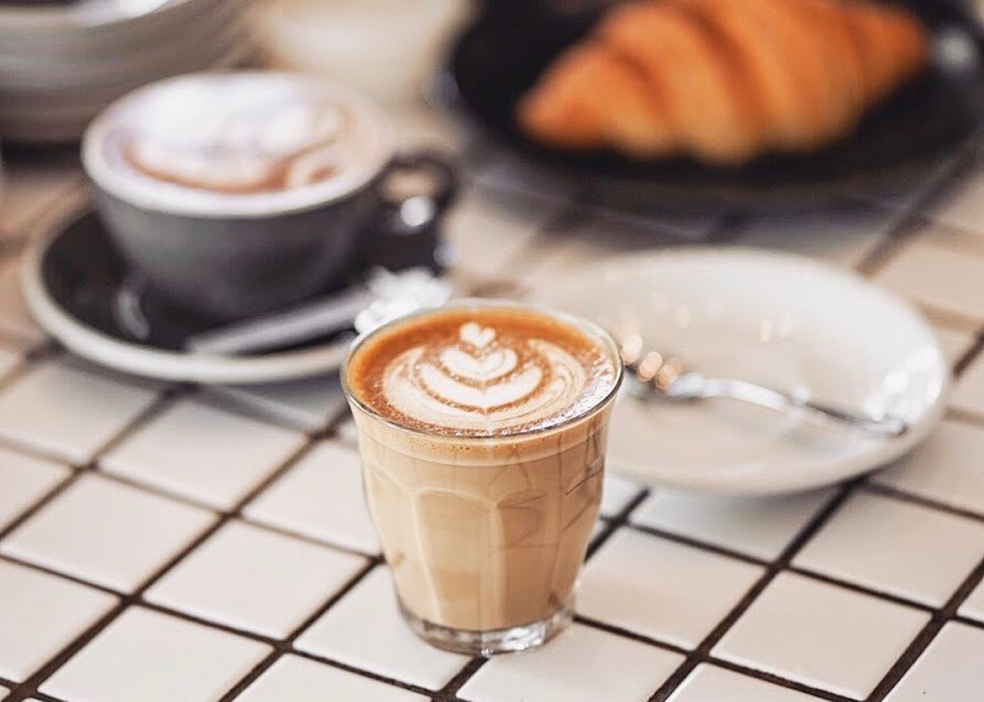 RUKO Cafe's latte in a glass - the best coffee in Canggu Bali Indonesia