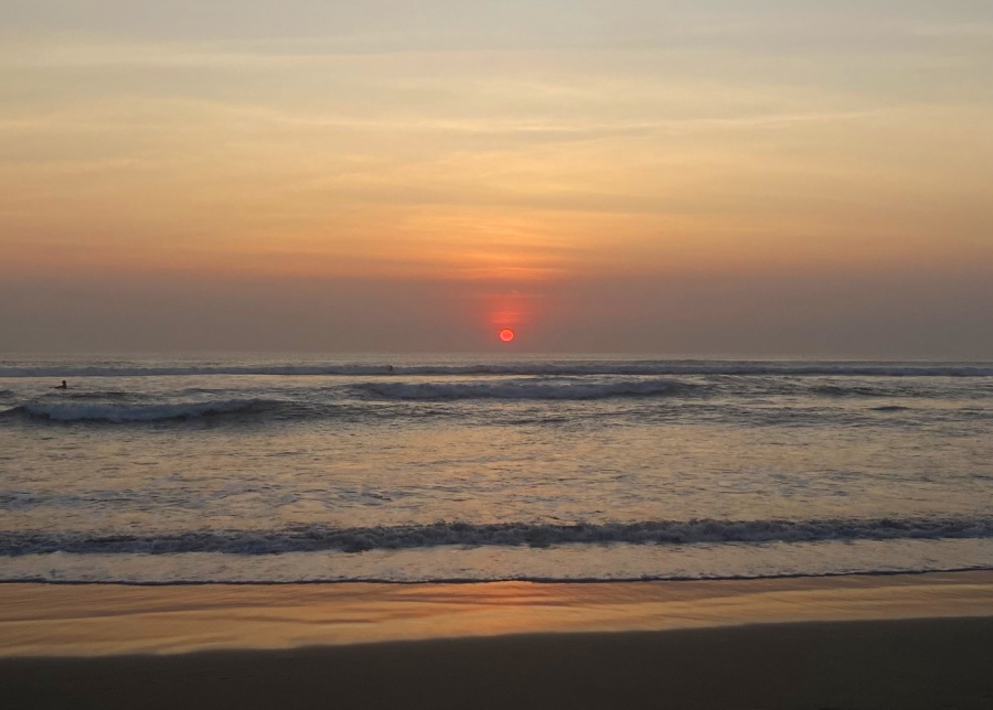 Sunset on Seminyak Beach in Bali, Indonesia