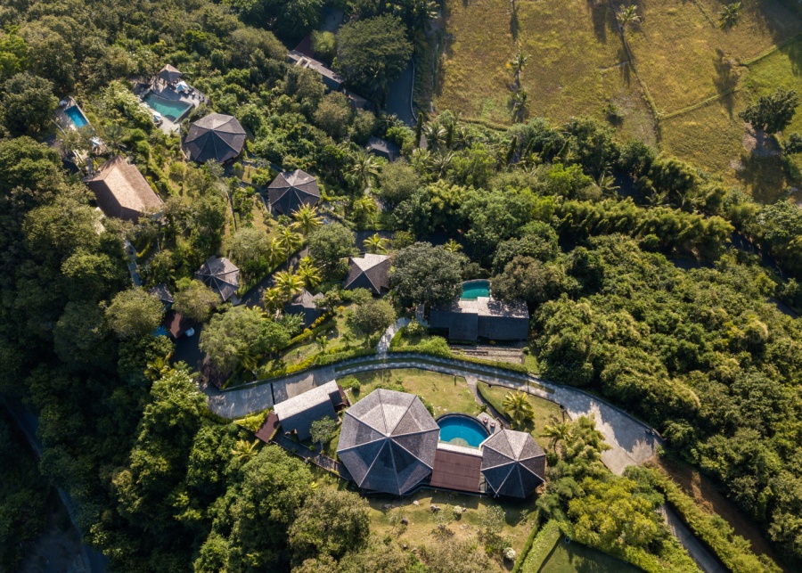 Aerial view of Sempiak Seaside Resort in Lombok, Indonesia