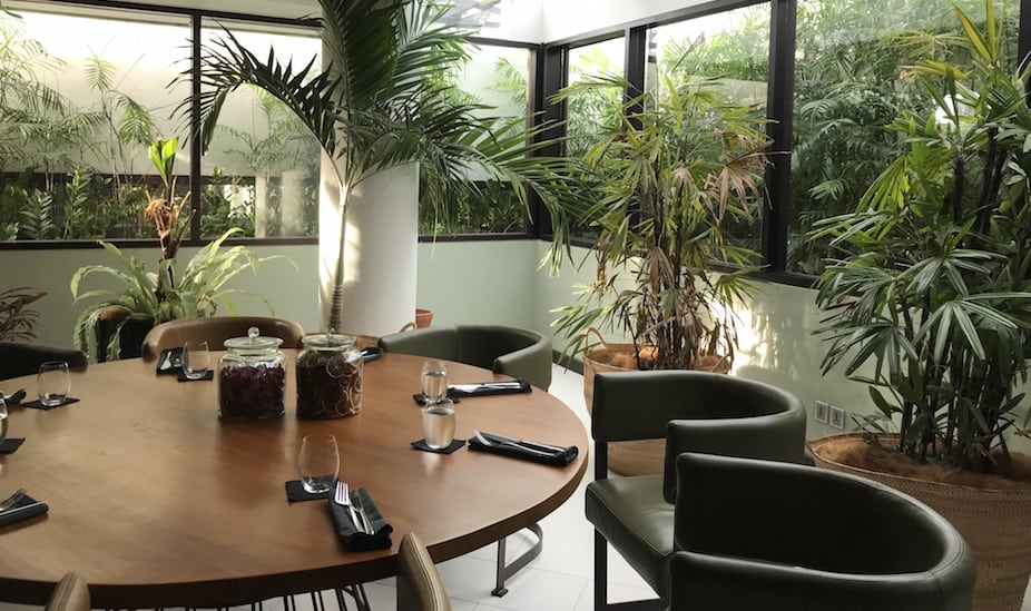 Grow restaurant Bali is a farm-to-table concept with a beautiful tropical inspired interior