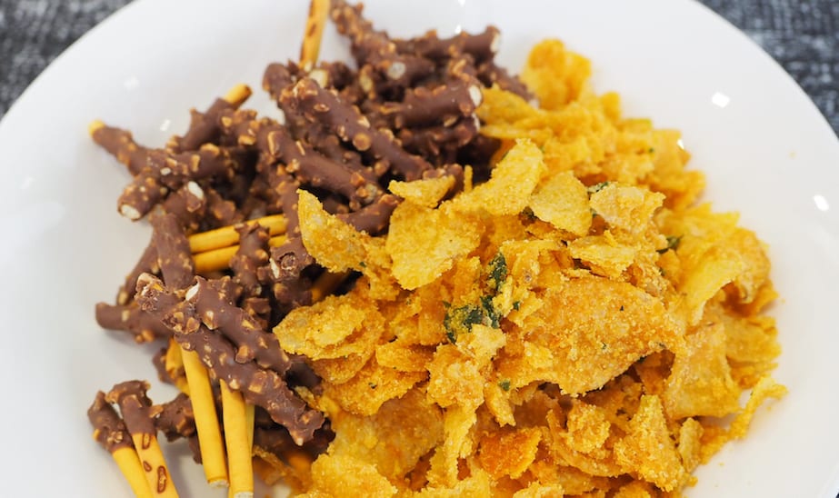 Zander Ng's compost cookie recipe includes chocolate coated crackers and salted egg yolk potato chips