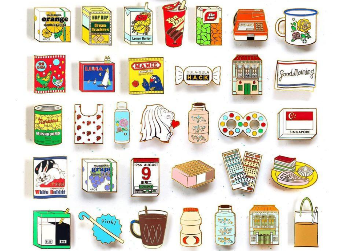 the little drom store pins | singapore sovenirs