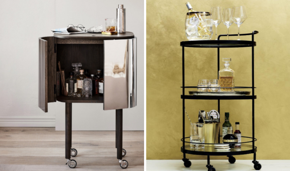 A bar cart or trolley is a great way to show off your collection, assemble a big batch of cocktails or just as a side table
