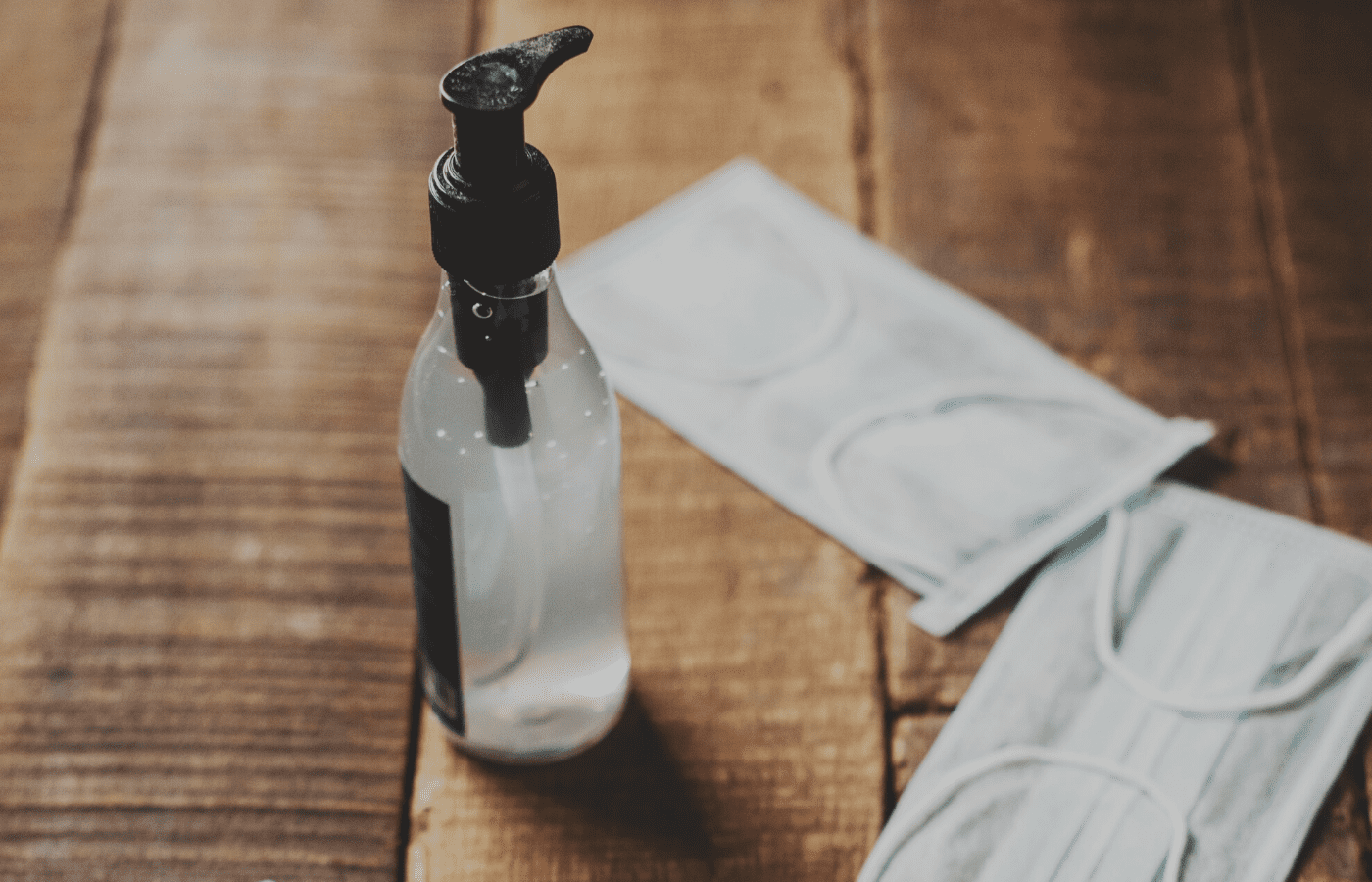 hand sanitiser and face masks